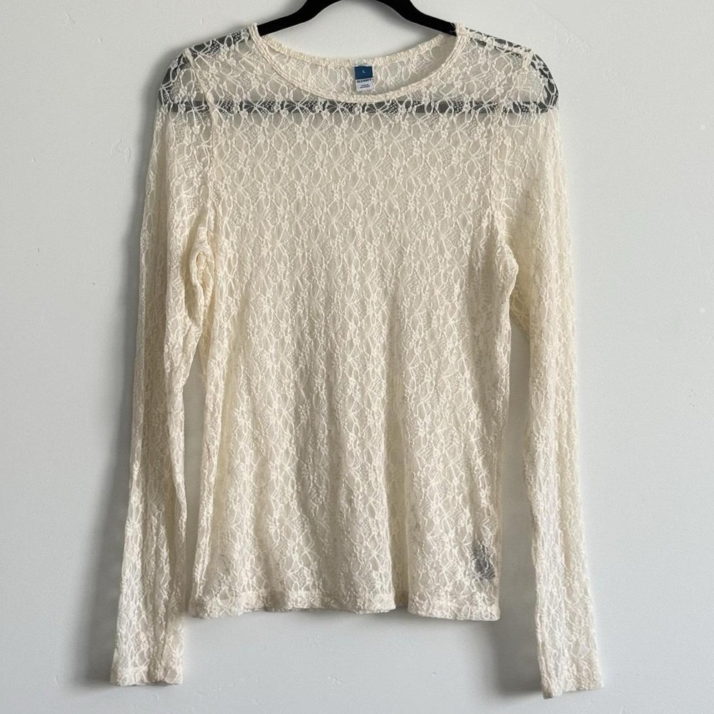 Old Navy Lace Sheer Top Woman L Boho Fairy Whimsical